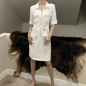 New Zip-Front Shirt Dress with Pockets & Belt